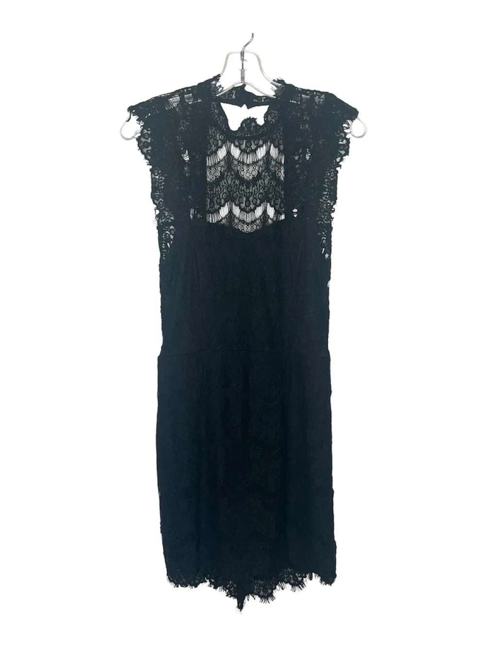 Free People Daydream Elegant Black Lace Mini Dress Sleeveless High Neck Sz M - Picture 2 of 13